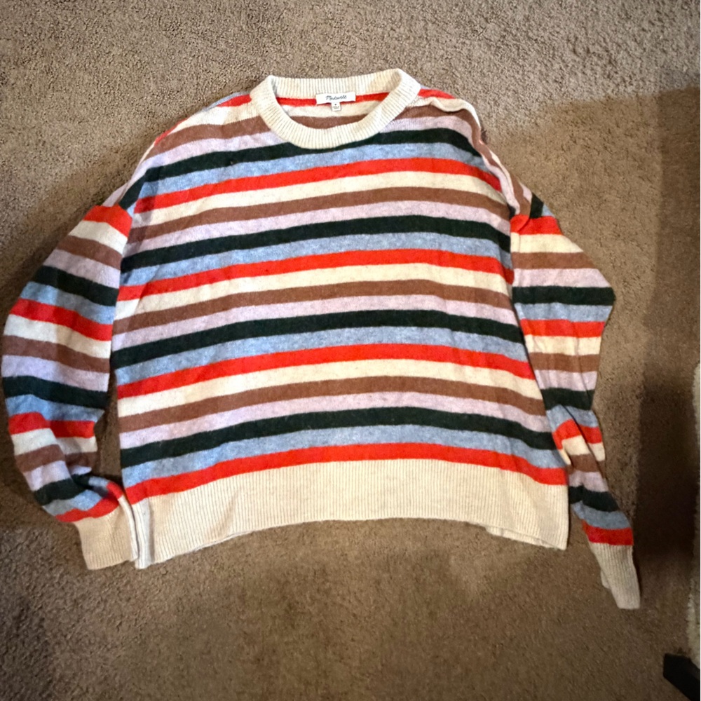 Madewell womens Multicolor Striped Merino wool blend Crewneck Sweater
